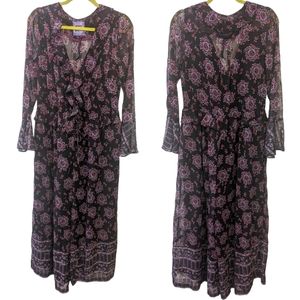 Free People x Anna Sui Cassiel Black Purple Jumpsuit. NWOT. Size Small